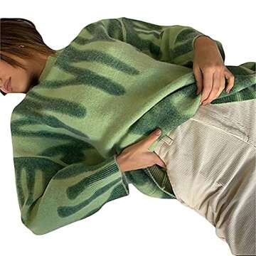 ZOWEN Oversize Pullover Tie-Dye Wool Sweater for Women