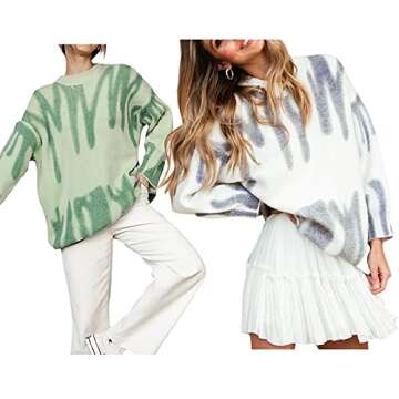 ZOWEN Oversize Pullover Tie-Dye Wool Sweater for Women