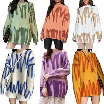 ZOWEN Oversize Pullover Tie-Dye Wool Sweater for Women
