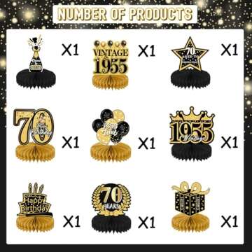 Refavor 70th Birthday Decorations Men, Happy 1955 Vintage 70 Years Old Honeycomb Centerpieces Party ...