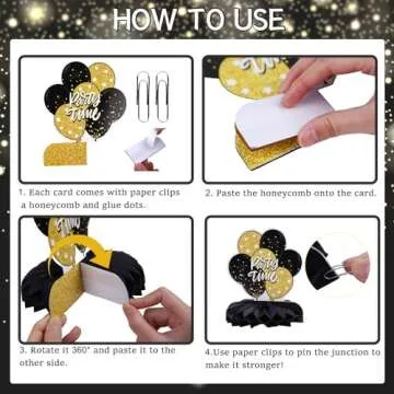 Refavor 70th Birthday Decorations Men, Happy 1955 Vintage 70 Years Old Honeycomb Centerpieces Party Decor for Women, 9pcs Cheer Black Gold Table Supples