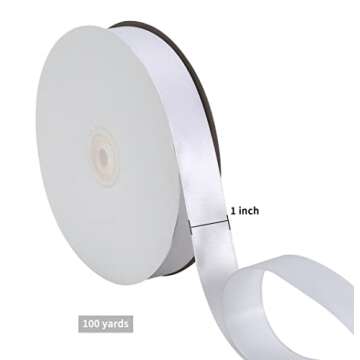 TONIFUL 1 Inch x 100yds White Satin Ribbon – Perfect for Crafting and Decorating