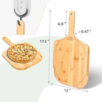 JIAFUEO Pizza Peel 12 inch, Bamboo Pizza Board Wooden Pizza Paddle Spatula Oven Accessory for Baking...