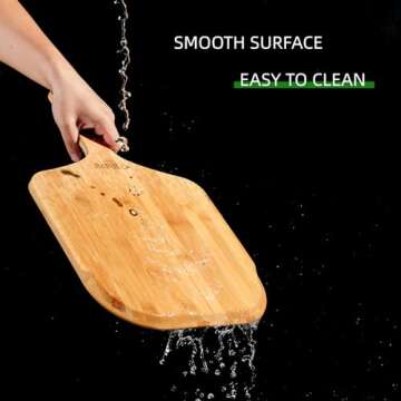 JIAFUEO Pizza Peel 12 inch, Bamboo Pizza Board Wooden Pizza Paddle Spatula Oven Accessory for Baking Homemade Pizza, Wood Cutting Board for Cheese Bread Fruit Vegetables