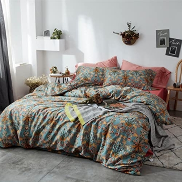 mixinni Vintage Garden Flower Queen Duvet Cover Set