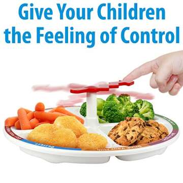 KidsFunwares 4-Square Meal Plate - Spin The Arrow and Eat - No More Mealtime Struggle - Set of 2