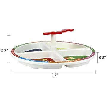 KidsFunwares 4-Square Meal Plate - Spin The Arrow and Eat - No More Mealtime Struggle - Set of 2