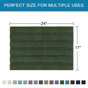 H.VERSAILTEX Bathroom Rugs Bath Rugs for Bathroom Non Slip Bath Mats Extra Thick Chenille Striped Ru...