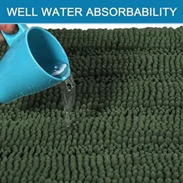 H.VERSAILTEX Bathroom Rugs Bath Rugs for Bathroom Non Slip Bath Mats Extra Thick Chenille Striped Rug 17" x 24" Absorbent Soft Shaggy Washable Dry Fast Bath Mats for Bathroom Floor - Bronze Green