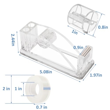 JEFURE Acrylic Tape Dispenser with Serrated Cutter for Home