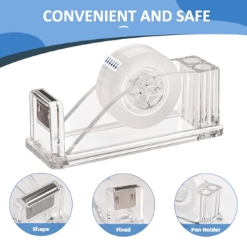 JEFURE Acrylic Tape Dispenser with Serrated Cutter for Home