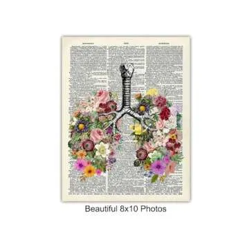 Medical Dictionary Art Set - 8x10 Vintage Anatomical Posters - Floral Wall Decor for Doctors Office, Clinic, Med Student Dorm - Shabby Chic Gift for Nurses, Physicians Assistant, PA - Unframed Photos