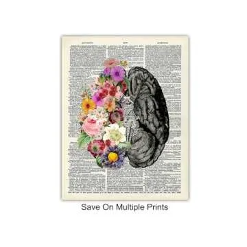 Medical Dictionary Art Set - 8x10 Vintage Anatomical Posters - Floral Wall Decor for Doctors Office, Clinic, Med Student Dorm - Shabby Chic Gift for Nurses, Physicians Assistant, PA - Unframed Photos