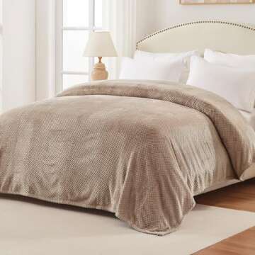 Exclusivo Mezcla Fleece Bed Blanket King Size, Super Soft and Warm Blankets for Couch, Sofa and Bed Waffle Textured, Cozy, Fuzzy and Lightweight (Camel, 90x104 Inches)