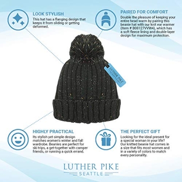 LUTHER PIKE SEATTLE Fleece-Lined Winter Beanie Hat for Women