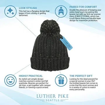 LUTHER PIKE SEATTLE Fleece-Lined Winter Beanie Hat for Women