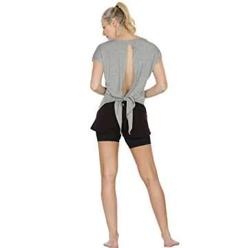 icyzone Open Back Workout Tops - Stylish Activewear T-Shirts
