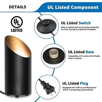 SUNVIE 2 Pack Up Lights Indoor Floor Can Light Uplighting Indoor Spotlight with 2700K GU10 Bulb Accent Lighting Spot Lights Indoor for Home Plant Picture, UL Listed 5.9 FT Plug Cord & Foot Switch