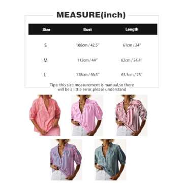 Ymejia Women's Puff Sleeve Striped Blouse for Summer