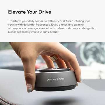 Aroma360 Smart Car Diffuser - Smart Aromatherapy Diffuser for Cars - Portable Air Diffuser - Air Freshener Diffuser for Car That Detects When Car is On - Smart Car Accessories - Silver