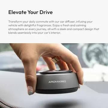 Aroma360 Smart Car Diffuser - Smart Aromatherapy Diffuser for Cars - Portable Air Diffuser - Air Freshener Diffuser for Car That Detects When Car is On - Smart Car Accessories - Silver