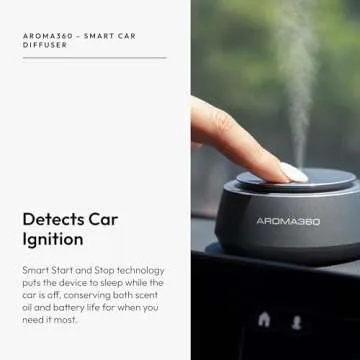 Aroma360 Smart Car Diffuser - Smart Aromatherapy Diffuser for Cars - Portable Air Diffuser - Air Freshener Diffuser for Car That Detects When Car is On - Smart Car Accessories - Silver