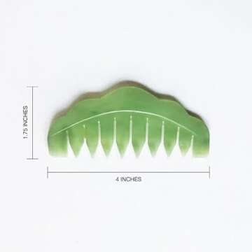 Ginger Chi Jade Comb for Head Massage Natural Guasha Stone Scraping Hair Comb Scalp Care Massage Tool SPA Acupuncture Relaxation Therapy Trigger Point Treatment