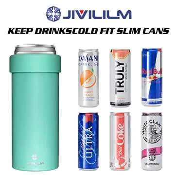Insulated Cooler for 12oz Slim Cans - JIVILILM Aqua