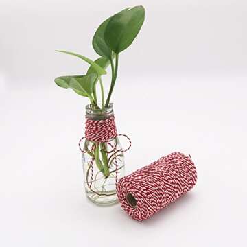 HRX 656ft Red & White Cotton Twine - Perfect for Crafts
