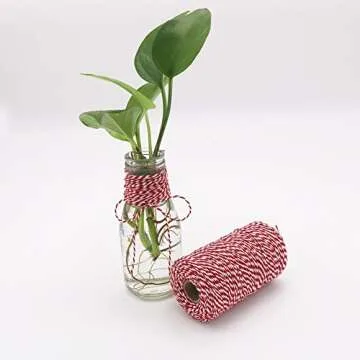 HRX 656ft Red & White Cotton Twine - Perfect for Crafts