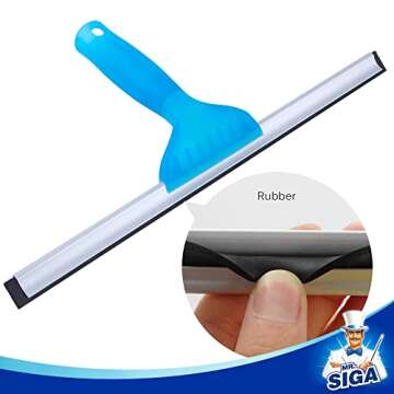 MR.SIGA Professional Window Cleaning Combo - Squeegee & Microfiber Window Scrubber, 14"