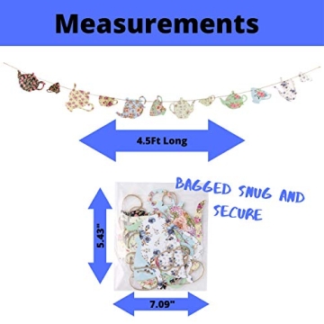 Vintage Tea Party Decoration Banner with Pre-Strung Cups