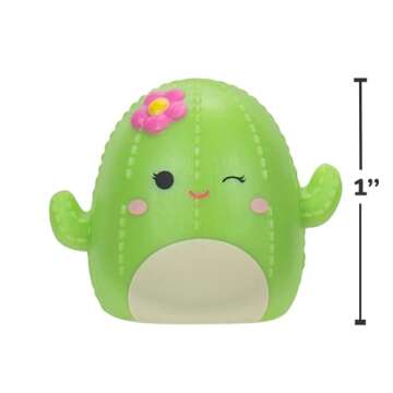 Squish-a-longs 8 Pack - Series 1, Style 1 - (8) 1” Mini-Squish with 2 Accessories, Ring, and Collector’s Guide - Collect, Trade, & Play