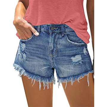 onlypuff Blue Jean Shorts Women Denim Shorts High Waisted Cut Off Summer Ripped