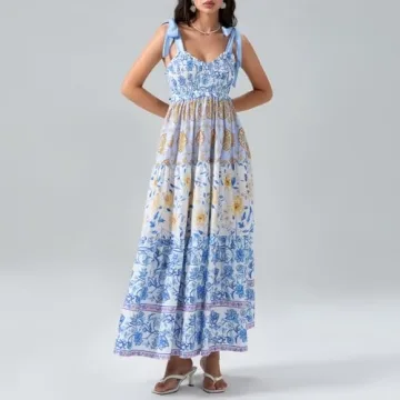 Women Summer Boho Dress Flowy Floral Maxi Sundress