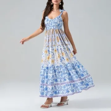 Women Summer Boho Dress Flowy Floral Maxi Sundress