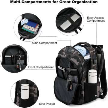 Lightweight BIKROD Backpack with USB Port - Perfect for School