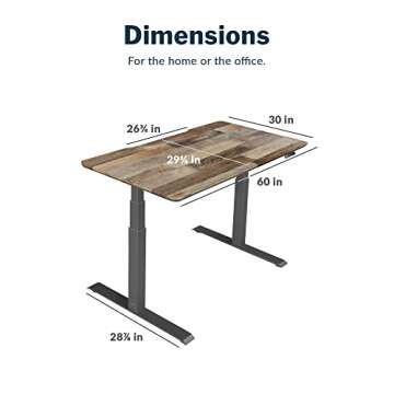 Vari Electric Standing Desk - 60x30 Varidesk, Adjustable Height Stand Up Desk - Dual Motor with Memory Presets, Stable T-Style Legs- Home Office Essentials Computer Desk - Reclaimed Wood