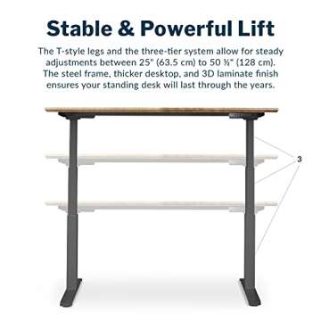 Vari Electric Standing Desk - 60x30 Varidesk, Adjustable Height Stand Up Desk - Dual Motor with Memory Presets, Stable T-Style Legs- Home Office Essentials Computer Desk - Reclaimed Wood