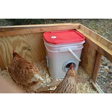 RentACoop 20lb BPA-Free Chicken Feeder with Large Ports - Includes Lid, Anti-Roost Cone, Ports, Rain Hoods - Suitable for Chickens - Corner Placement