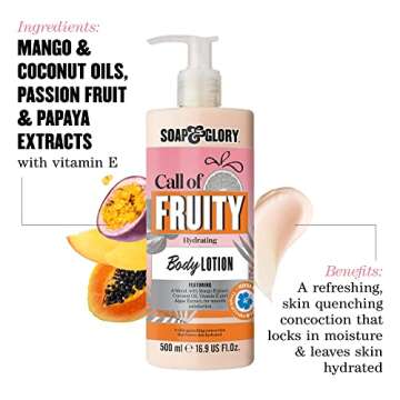 Soap & Glory Call of Fruity Body Lotion - Moisturizing Body Lotion with Vitamin E, Coconut Oil & Alo...