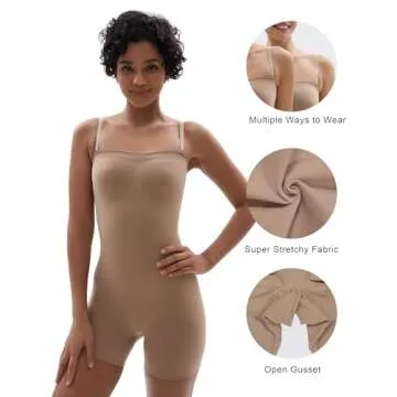 SHAPERX Strapless Shortie Bodysuit for Women Tummy Control Shapewear Seamless Sculpt Body Shaper with Removable Straps,SZ5217-Sienna-S/M