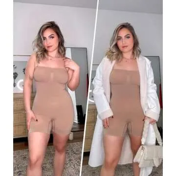 SHAPERX Strapless Shortie Bodysuit for Women Tummy Control Shapewear Seamless Sculpt Body Shaper with Removable Straps,SZ5217-Sienna-S/M