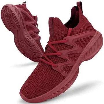 Pujcs Men's Running Shoes Breathable Non Slip Work Shoes Lightweight Slip on Walking Sneakers Athlet...