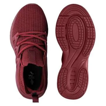Pujcs Men's Running Shoes Breathable Non Slip Work Shoes Lightweight Slip on Walking Sneakers Athletic Tennis Gym Shoes Dark Red 11
