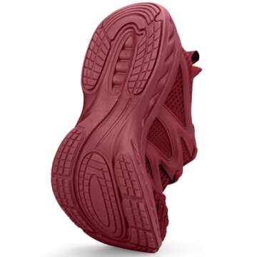 Pujcs Men's Running Shoes Breathable Non Slip Work Shoes Lightweight Slip on Walking Sneakers Athletic Tennis Gym Shoes Dark Red 11