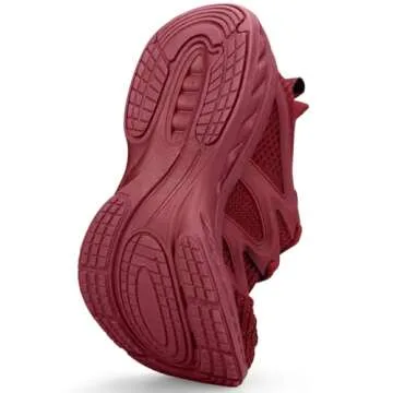 Pujcs Men's Running Shoes Breathable Non Slip Work Shoes Lightweight Slip on Walking Sneakers Athletic Tennis Gym Shoes Dark Red 11