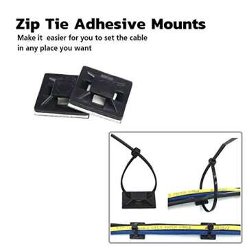 Self Adhesive Zip Tie Mounts 100 Pack for Cable Management