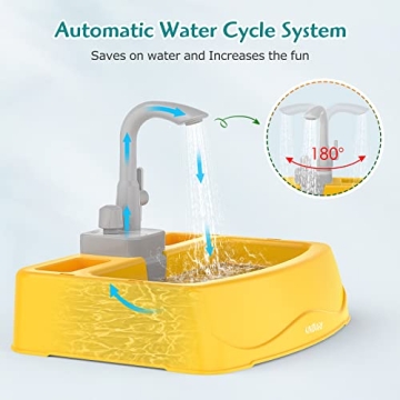KINDIARY Play Kitchen Sink Toy with Running Water for Kids