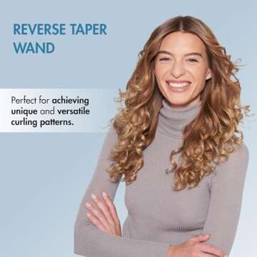 BaBylissPRO Nano Titanium Curling Wand, Reverse Taper Professional Hair Wand Curling Iron for Long Lasting Curls, Creates the Perfect Curls for All Hair Types